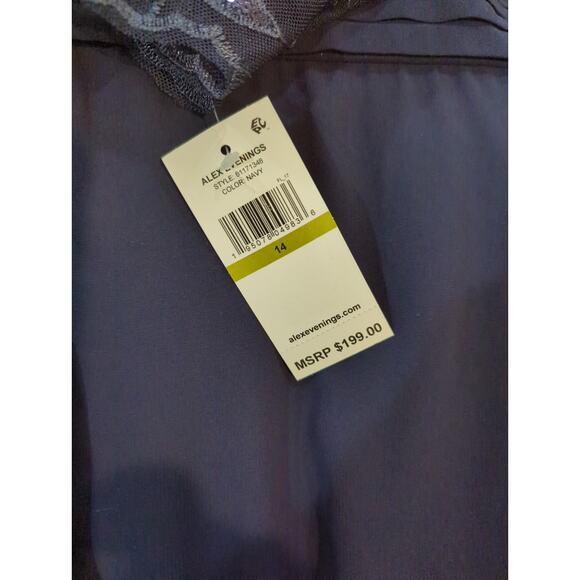 Alex Evenings Navy Sequin Embroidered Bodice Gown NWT - Picture 4 of 7